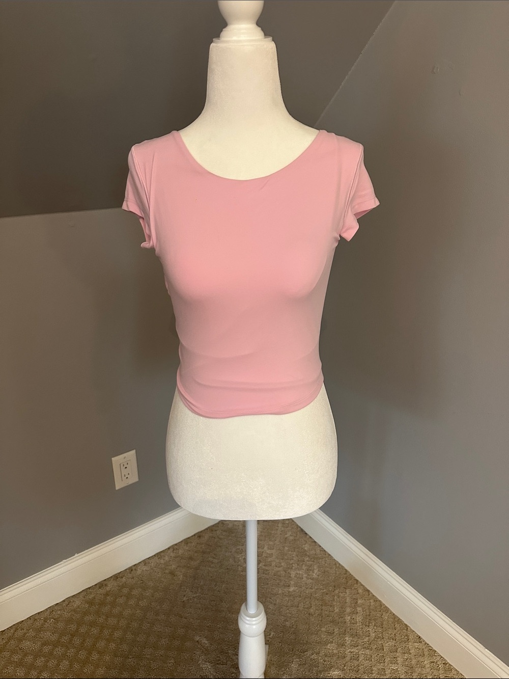 aerie Pink Scoop Neck Short Sleeve Crop Top